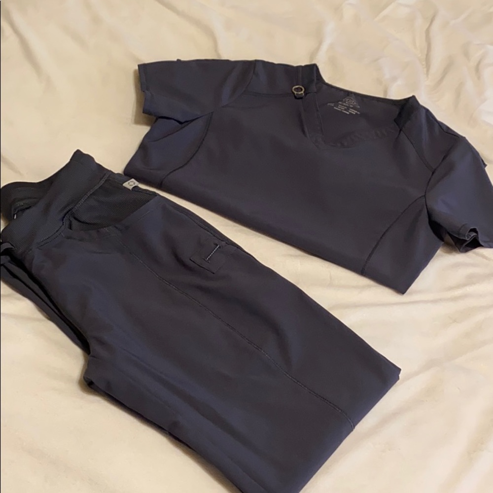 Grey Scrub Top & Bottom Set